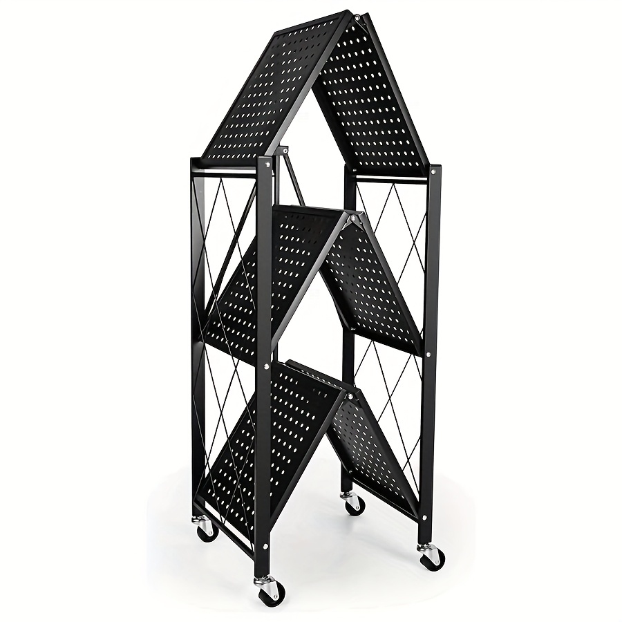 Rechargeable Battery Aa - us3-Layer Foldable Storage Rack with Wheels