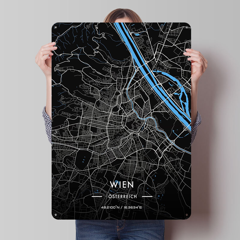 Retro Gaming Vienna - Vienna Night Map Printed Poster Customizable