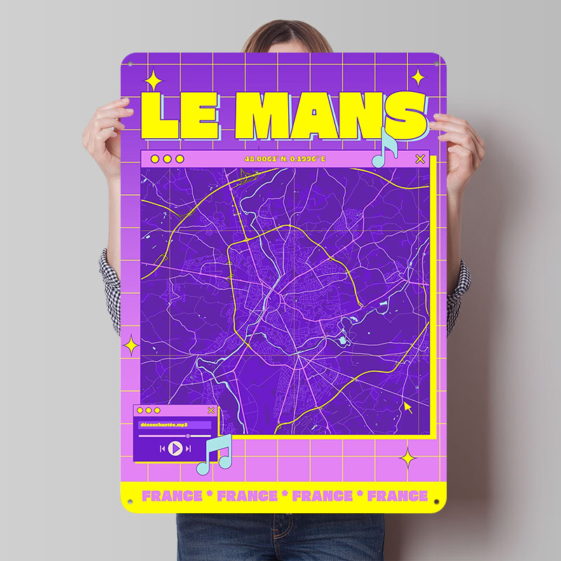 Retro Gaming France - Le Mans France Map Retro Printed