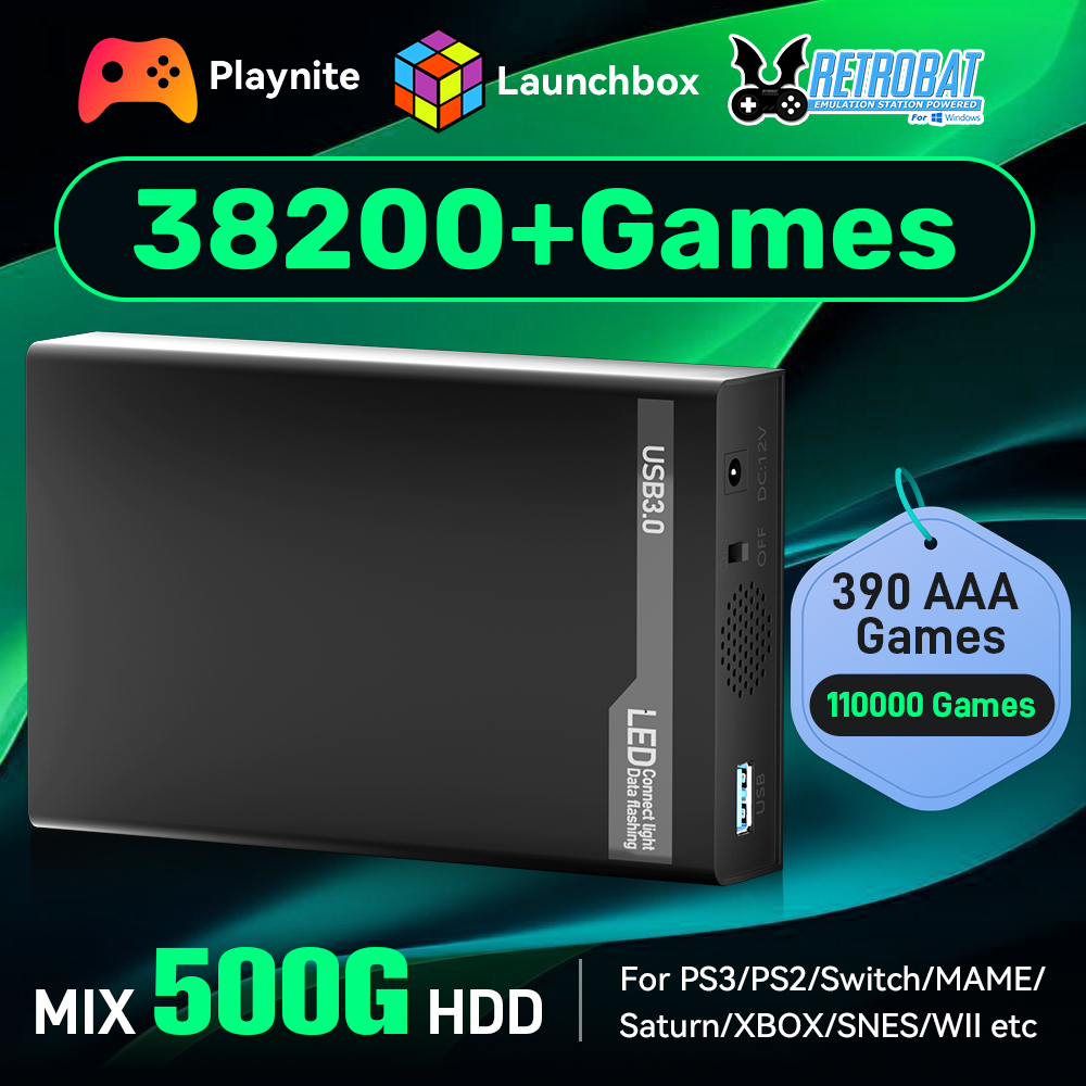 Retro Gaming Xbox - MIX500G Game Hard Drive With 38200+
