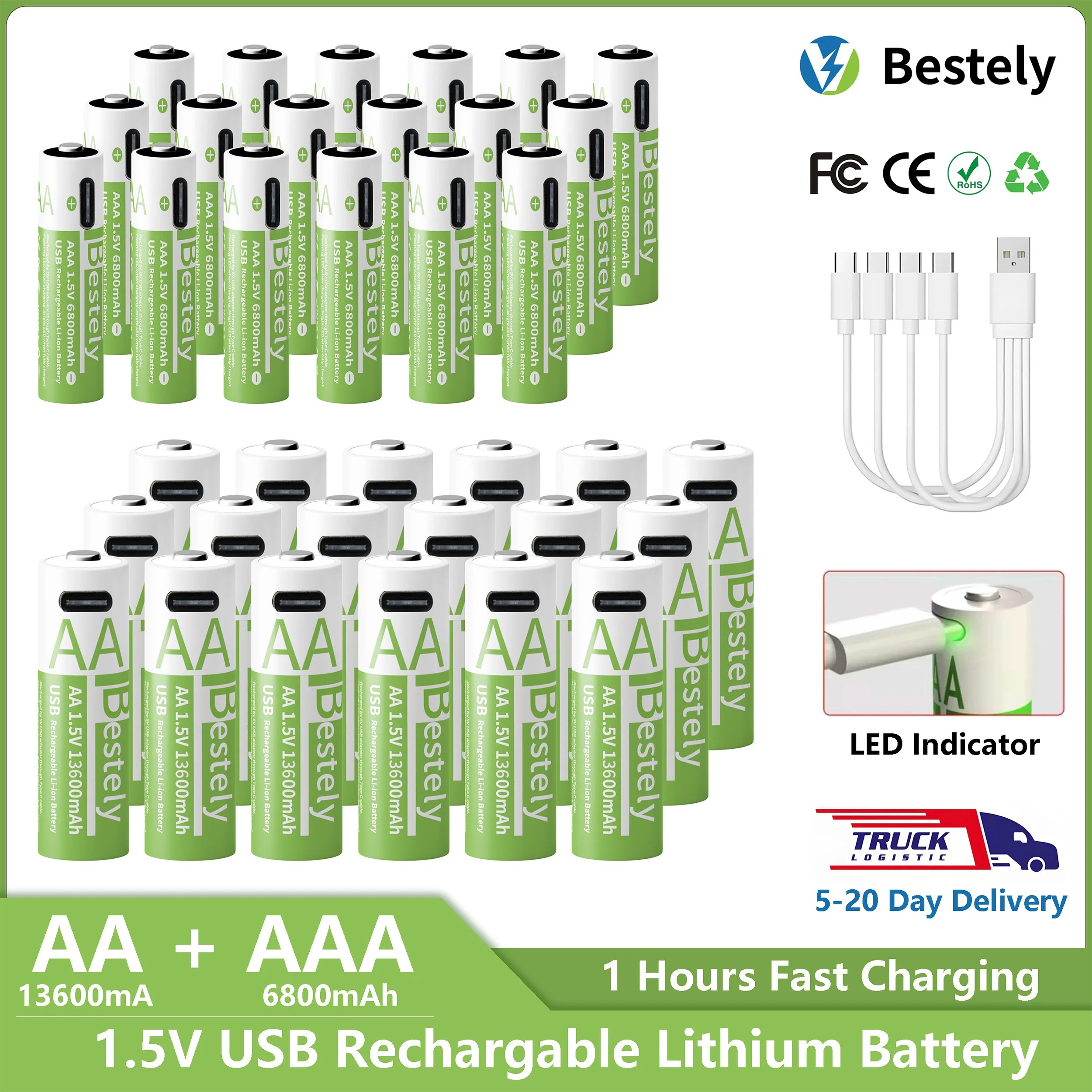 1.5V AA 13600mAh + AAA 6800mAh - Rechargeable Battery Aa review and price